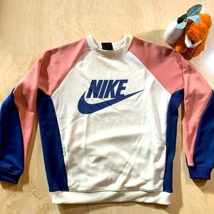 Nike Sweater, Medium, Color Blocked (Peach, White & Blue)